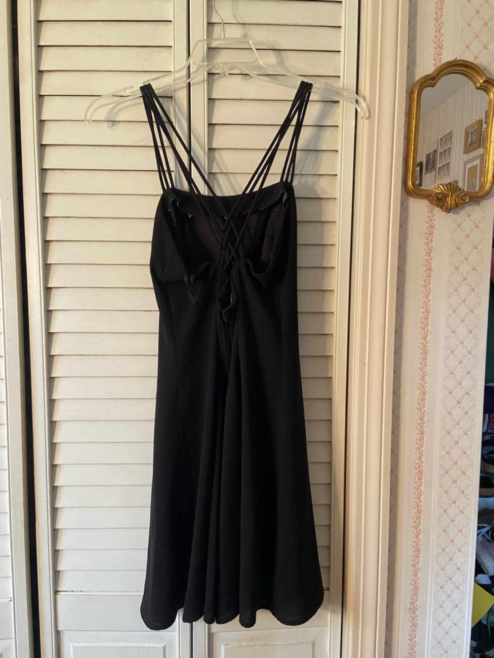 Rampage Black Mini Dress with Multi-Strap Shoulders